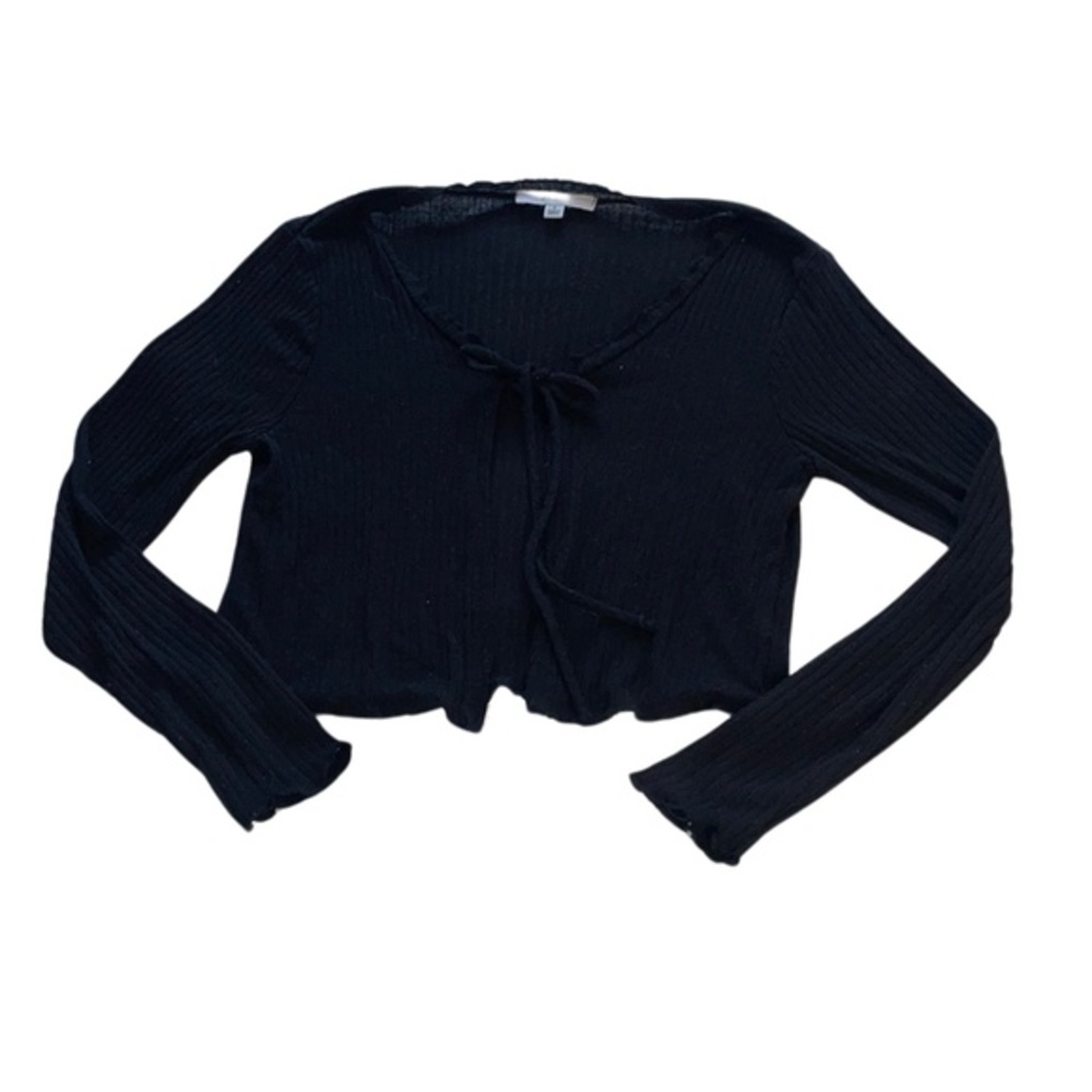 Gaze Black Ribbed Long Sleeve Top